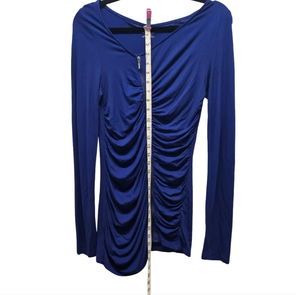 Calvin Klein Ruched Bodycon Long Sleeve Mini Dress Tunic Royal Blue Size Small - Picture 11 of 12